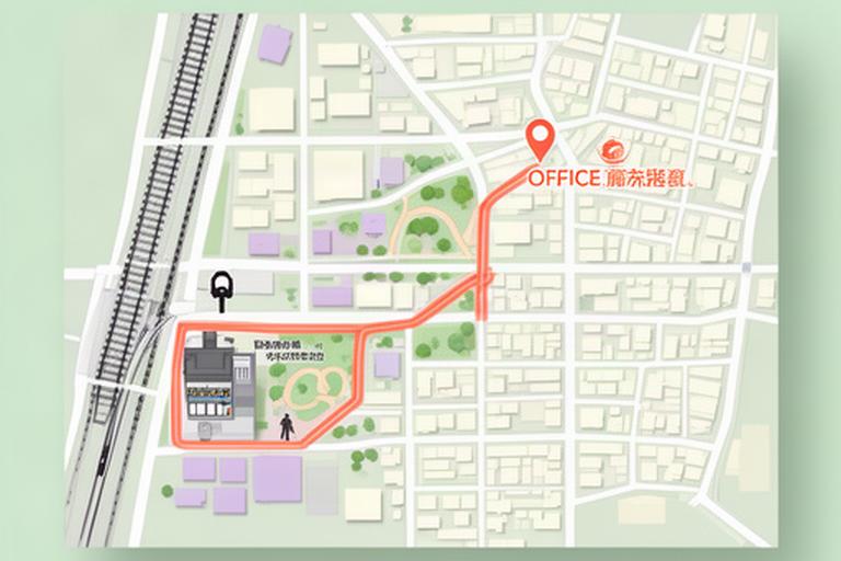 千葉県千葉市稲毛区のオフィス周辺とJR稲毛駅からの道順を示す静止画地図