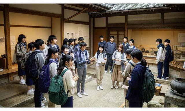 高校生が千葉県内の文化施設を訪れ地域の歴史を学ぶ様子